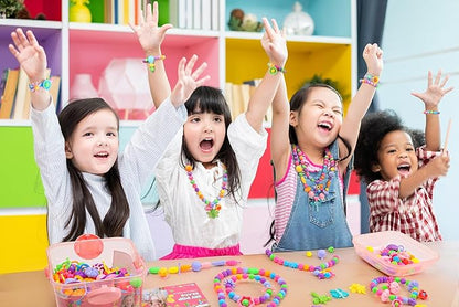 BIRANCO. Deluxe Beading Set with 350+ Pop Beads Include Butterfly, Bee, Dragonfly with Transparent Wings, and Ladybug Jewelry Making Kit for Kids Ages 3-8