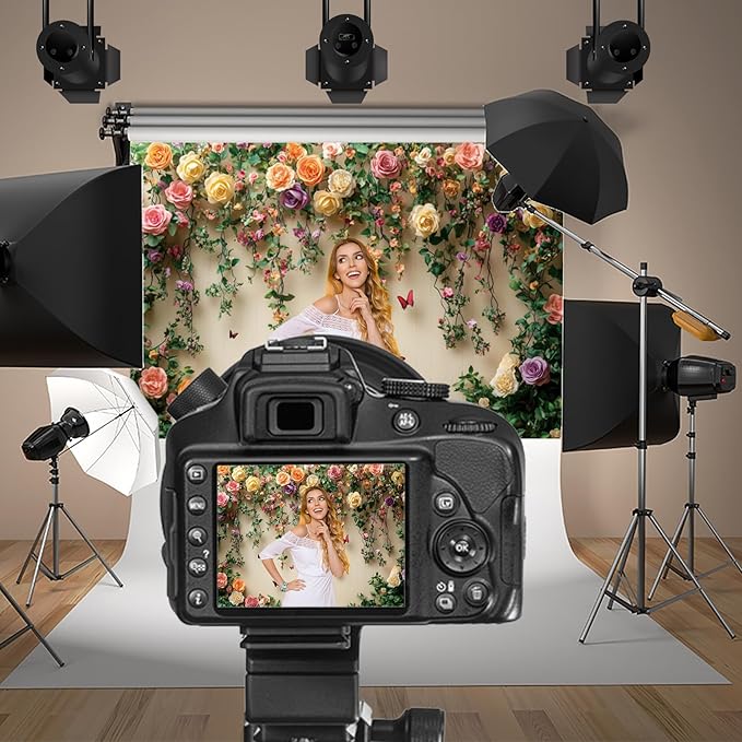 Baocicco 10x7ft Flowers Wall Photography Background Butterfly Spring Floral Botanical Banner Backdrop Vintage Wedding Birthday Backdrop Decorations Girls Party Table Cake Decoration Photo Props