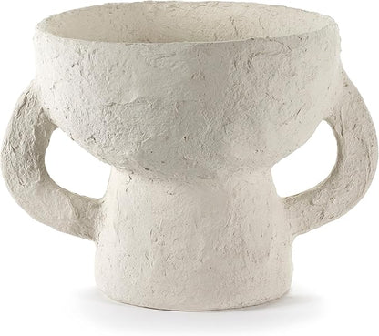 Serax Decorative Vase with Handles | Earth interior accessories by Marie Michielssen | White Paper Mache Home Decor Living Room on Coffee Table | Kitchen Decorations | Entryway Table Decor Shelf Pot S