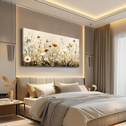 hyidecorart Elegant Flowers Canvas Wall Art - Floral Pictures for Wall Decor Modern Home Decor Oil Paintings Nature Watercolor Prints Artwork for Living Room Bedroom Office Wall Decoration 20" x 40"