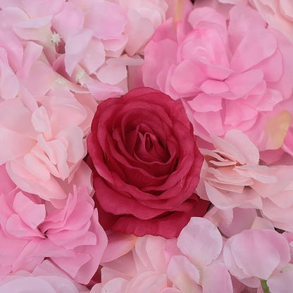 Gdrasuya10 4pcs Realistic Flower Wall Background Artificial Flowers Wall Backdrop Panel 3D Silk Rose Fake Flower Wall Panel Banquet Wedding Party Decor, Photography Background 60 x 40 cm