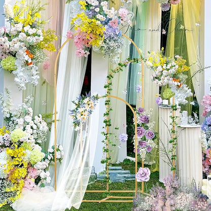 Metal Arch Backdrop Stand Set of 3 (6.6ft, 5.3ft, 4.7ft), Wedding Arch Frame Gold Arches Backdrop Stand for Ceremony, Birthdays, Baby Showers, Parties, Outdoor Indoor Celebration Decorations