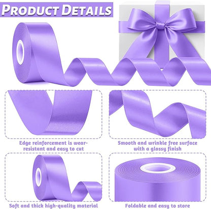 Fullive 1 1/2 Inch Violet Satin Ribbon, 30 Yards Ribbons for Crafts, Polyester Ribbon for Gift Wrapping for Birthday Graduate Valentines Day Decorations DIY Bows Wrapping Bouquet Floral Arrangements