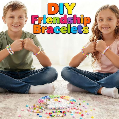 594PCS Bead Bracelet Making Kit for Kids,Colorful Pony Beads Pearl Shell Flower Evil Eyes Star Carft Friendship Bracelet Necklace Jewelry Making Supplies Kit Gifts for Boys Girls Women