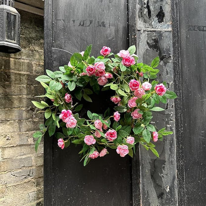 6FT Bendable Pink Rose Flower Garland, Artificial Silk Wild Roses Vine Leaves Hanging Flowers for Wall Fireplace Fence Trellis Wedding Baby Shower Room Home Spring Summer Decor(1PC)