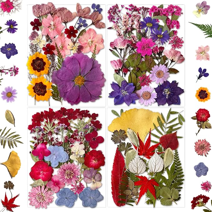 85Pcs Dried Pressed Flowers for Resin Molds, Real Natural Bulk Dry Floral Leave for DIY Art Crafts, Epoxy Jewelry, Candle, Soap Making, Nails Decors Gifts