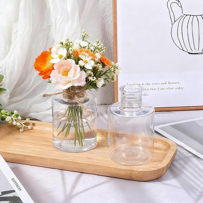 12 Pack Clear Plastic Vases for Centerpiece, Clear Shatterproof Bud Vases Small Floral Containers for Wedding Table Decor, Bulk Hyacinth Bulb Growing Jars (4.7 Inch)