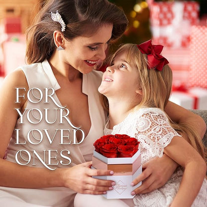 GLAMOUR BOUTIQUE Eternal Preserved Roses in a Box - Flowers Forever, Rose Forever in a Box for Wife, Birthday Gifts for Her, 7 Roses, Red