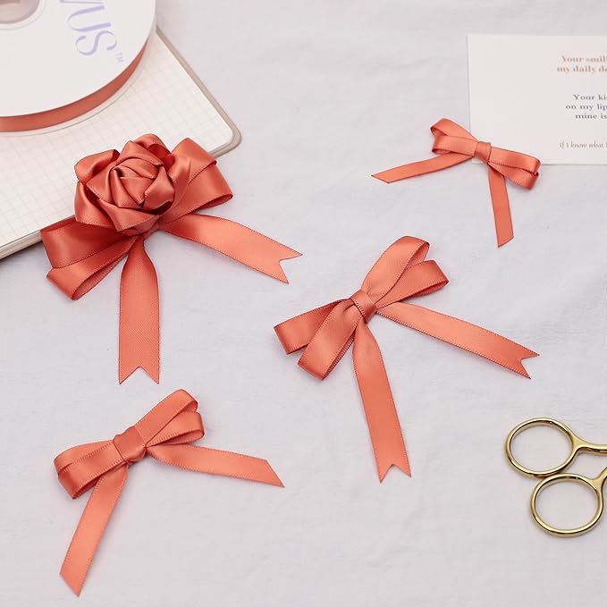 Copper Satin Ribbon, Double Faced 1/2 Inch X 50 Yards Copper Ribbon, Premium Satin Ribbon for Gift Wrapping, Crafts, Hair Bow Making, Sewing, Flower Bouquet, Wedding Party Decor