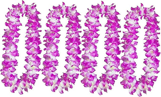 ALIMITOPIA Hawaiian Hula Leis Dance Wreath Garland Artificial Flowers Fabric Neck Loop for Luau Party Costumes (Purple;4pcs)