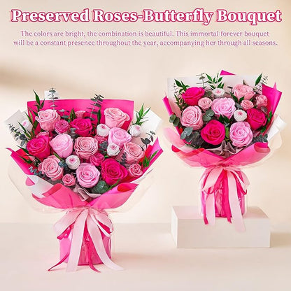 Flowers for Delivery Prime Forever Flowers Preserved Roses Bouquets Purple Flower Birthday Gifts for Women Valentine's Day Mothers Day Graduation