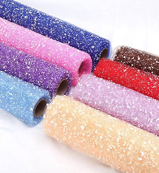 1Roll Flower Wrapping Mesh Paper Snow Dot Yarn Floral Bouquet Gift Packaging Paper Craft Net Paper Florist Supplies for Wedding Mothers Day Valentines Day 19.7inch x 4Yard (White)