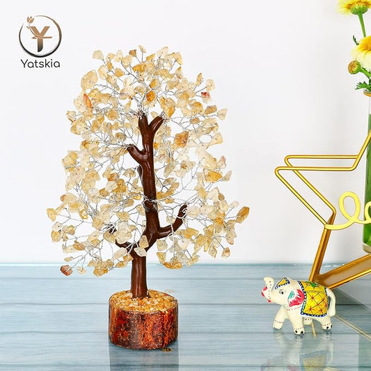 Citrine Crystal Stone - Crystals Tree, Gem Tree, Bonsai Trees, Tree for Home, Crystal Tree of Life, Meditation Accessories, Fake Bonsai, Crystal Tree for Positive Energy, Arbol De La Abundancia