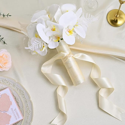 Double Face Cream Satin Ribbon 1-1/2 inch X 50 Yards Polyester Cream Ribbon for Gift Wrapping Very Suitable for Weddings Party Hair Bow Invitation Decorations and More