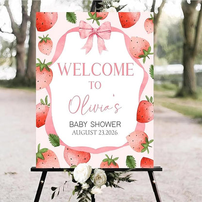 Personalized Pink Bow Baby Shower Welcome Sign, Custom Minimalist Bow Baby Girl Party Sign, Baby's Shower Gifts, Birthday Gifts, Gender Reveal Decorations, Newborn Announcement Party Supplies - 21