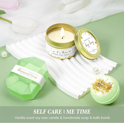 Birthday Gifts for Women Self Care Get Well Soon Gifts, Vanilla Relaxing Spa Gift Basket - Happy Birthday Set w/ Luxury Flannel Blanket & 40 oz Tumbler, Unique Christmas Gift for Mom Her Wife Sister