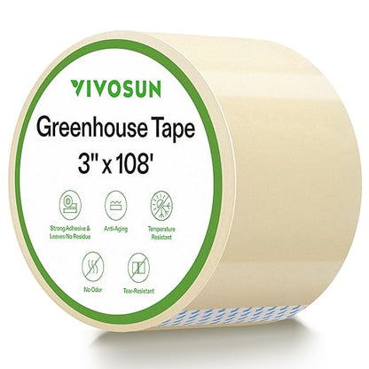 VIVOSUN Greenhouse Repair Tape, 6.3 mil 3" x 108' Weatherproof Clear Poly Patch Tape, Heavy Duty Greenhouse Sheeting Coverings Film Tape for Plastic Sheeting and Tents