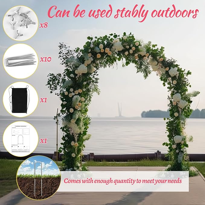 6FT Metal Arch Backdrop Stand,Gold Wedding Arched Backdrop Stand Frame for Party Decoration Wedding Birthday Graduation Ceremony Baby Shower Garden Floral Balloon