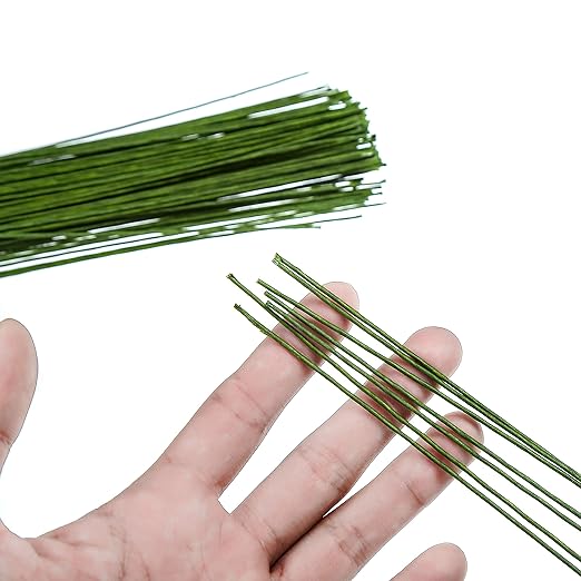 CCINEE 18 Gauge Dark Green Floral Paper Wrapped Wire 16 inch, 100/Package