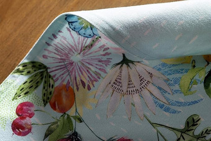 Maison d' Hermine Placemats Set of 4 100% Cotton Washable Cloth Place Mats, Reusable Table Mats for Kitchen Dining Decoration, Party, Wedding, Restaurant Spring/Summer (Jardin D'Ete - Mint, 13" x 19")