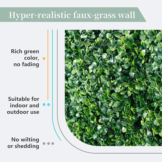 Large Size 8×8 Ft 3D Artificial Green Grass Flower Wall Panels, Quick Assembly Storage Greenery Fake Backdrop Fence Screen for Wedding Baby Show Birthday Party Indoor Outdoor Garden Backyard Home