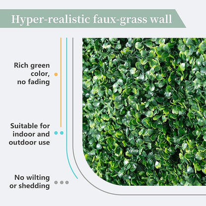 Large Size 8×8 Ft 3D Artificial Green Grass Flower Wall Panels, Quick Assembly Storage Greenery Fake Backdrop Fence Screen for Wedding Baby Show Birthday Party Indoor Outdoor Garden Backyard Home