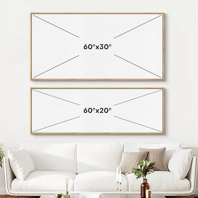 SIGNFORD Large Framed Canvas Print Wall Art Misty Mountain Landscape Tranquil Nature Scenery Illustrations Modern Art Calm Warm for Living Room, Bedroom, Office - 60"x20"