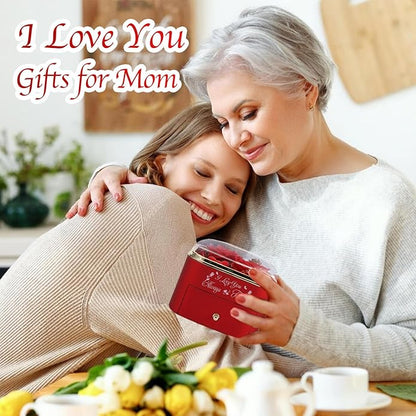 Preserved Roses Jewelry Box with Heart Necklace - Eternal Rose & ‘I Love You Always & Forever’ Engraving - Luxury Gift for Mom, Wife, or Grandma on Mother’s Day
