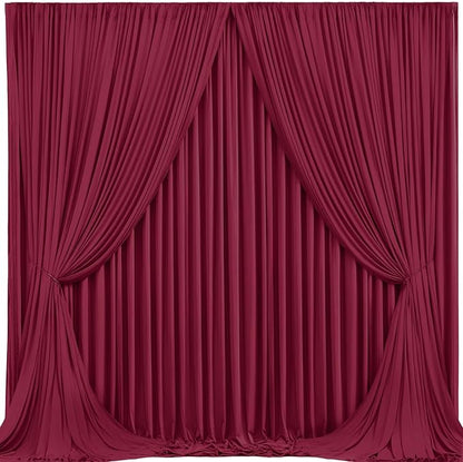 Burgundy Backdrop Curtains 4 Panels - Wrinkle-Free Polyester Photography Drapes for Baby Shower & Birthday Party - 16 X10FT