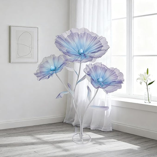 Giant Flowers for Decoration, 5.58 ft Artificial Silk Flower for Wedding Birthday Baby Shower Christmas Party Banquet Background Decor, Home Décor Backdrop Hotel Shop Display Props, Blue Purple