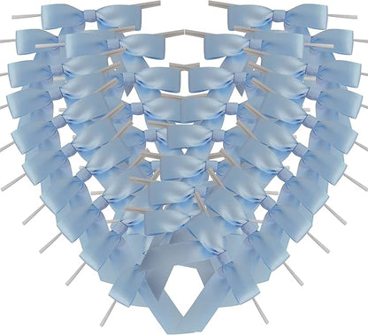 50pcs 2-1/2" Light Blue Satin Ribbon Bows with Twist Ties for Gift Wrapping Packing Christmas Decoration(Lt.Blue)