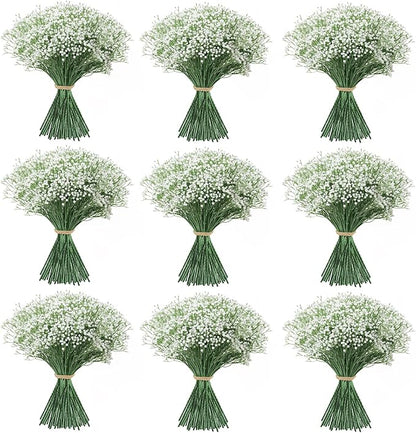 100Pcs Babys Breath Artificial Flowers, White Gypsophila Real Touch White Flowers Artificial Bulk, DIY Wedding Flower Bouquet, Fake Babies Breath Flowers Long Stems for Home Decor