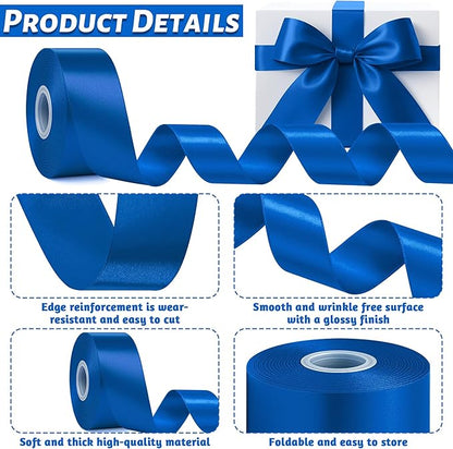 Fullive Ribbon for Gift Wrapping, 1 1/2 Inch 30 Yards Royal Blue Ribbon, Polyester Solid Ribbons for Flower Bouquet for Graduate Wedding Decorations DIY Bows Wrapping Bouquet Floral Arrangements