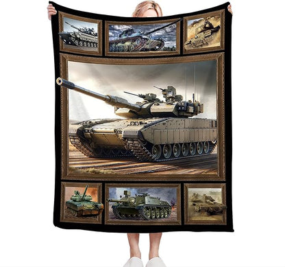 Tank Throw Blanket - Gifts for Military Fans, Soft Warm Cozy Fleece for Boys, Men, Girls, Women, Kids, Adults - Sofa, Couch, Bed Cover 60"x50"