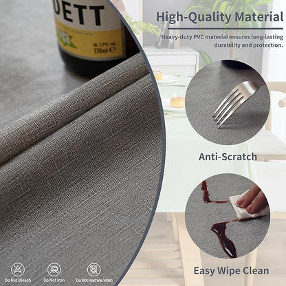 Square Table Cloth,100% Waterproof Tablecloth Oil Proof Spill Proof Vinyl Table Cloth, Wipe Clean Plastic Table Cover for Dining, Camping, Indoor and Outdoor 54" x 54",Grey