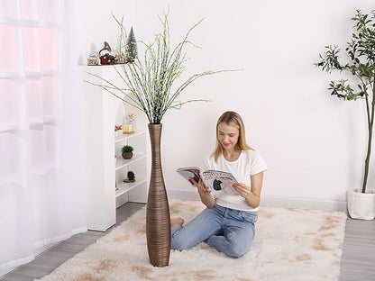 Leewadee Decorative Tall Floor Vase for Living Room Decor, 34 inches, Gold, Resin