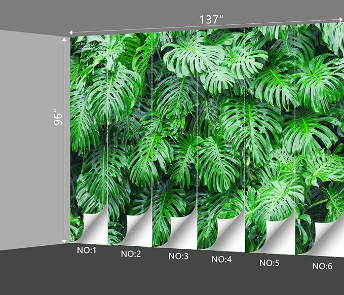 Tropical Botanical 3D Wallpaper Bedroom Green Leaf Plant Monstera murals Aesthetic Room Decor Living Room tv Background Large Wall Mural - 137"x96" Not Peel and Stick