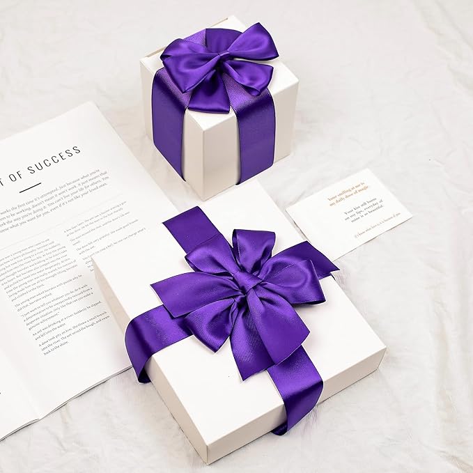 Purple Satin Ribbon, Double Faced 1-1/2 Inch X 25 Yards Purple Ribbon, Premium Satin Ribbons for Gift Wrapping, Crafts, Hair Bow Making, Sewing, Flower Bouquet, Wedding Party Decor
