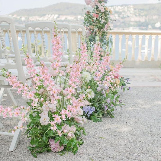8PCS Delphinium Artificial Flowers 33.5'' Larkspur Silk Flowers Tall Pink Long Stem Artificial Flowers for Wedding Table Centerpieces Home Garden Decor(Light Pink)