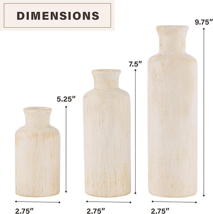 Creative Scents Rustic Luxe Vase Set - Vases for Decor, Perfect for Holding Pampas Grass, Dried/Fresh Flowers, Vases for Your Kitchen, Bedroom, Office, Living Room, Bathroom, or Shelf Decor