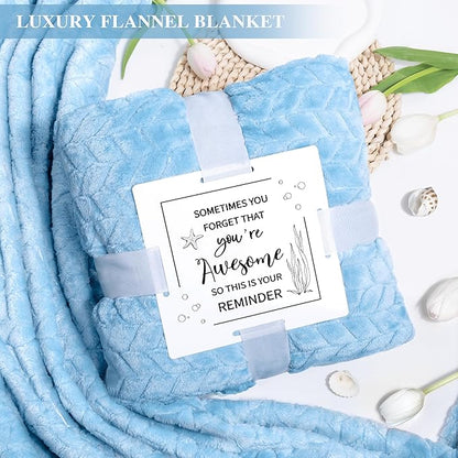 Birthday Gifts for Women, Self Care Get Well Soon Gifts, Ocean Relaxing Spa Gift Basket w/ Luxury Flannel Blanket & 40 oz Tumbler, Thinking of You Gifts, Christmas Gift for Mom Wife Sister Friend