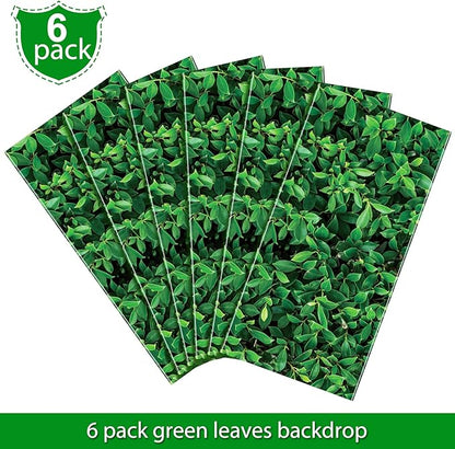 54 x 108 Inches Jumbo Green Leaves Photography Leaf Backdrop 3D Waterproof Tree Leaves Background Photo Booth Prop Green Leaf Tablecloths for Baby Shower Birthday Party Decoration (6 Pieces)