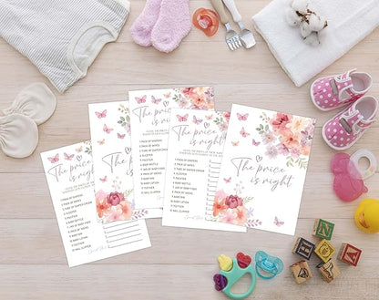 Baby in Bloom Baby Shower Games, Floral The Price is Right Game for 30 Guests with Game Cards, Gender Reveal, Baby Shower Supplies & Decorations (DV21)
