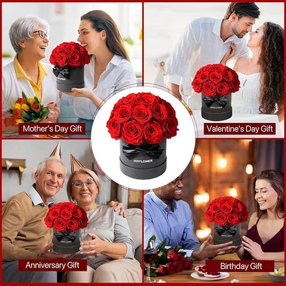 JoyFlower Preserved Flowers Box for Her, Mother's Day Forever Flowers Red Rose Gift for Mom Grandma, Long Lasting Eternal Roses for Wife Girlfriend on Birthday Anniversary Valentine's Day Christmas