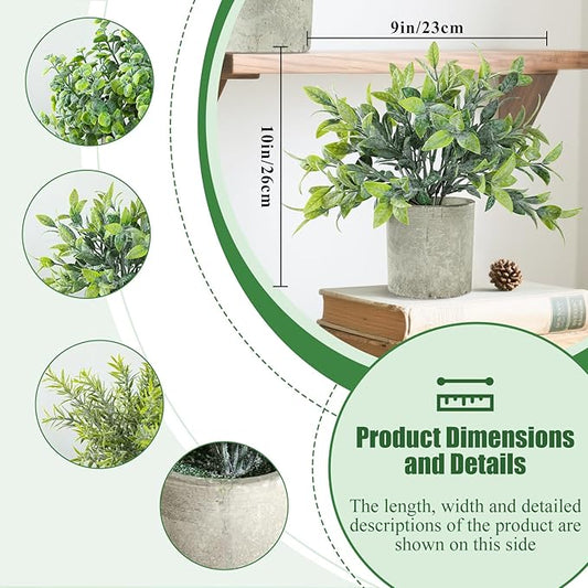 3 Pack Life-Like Potted Fake Plant, Artificial Plants Indoor, Artificial Frost-Hung Green Plants,Eco-Friendly Gray Pot, No Need for Maintenance，Ideal Decor for Home and Office