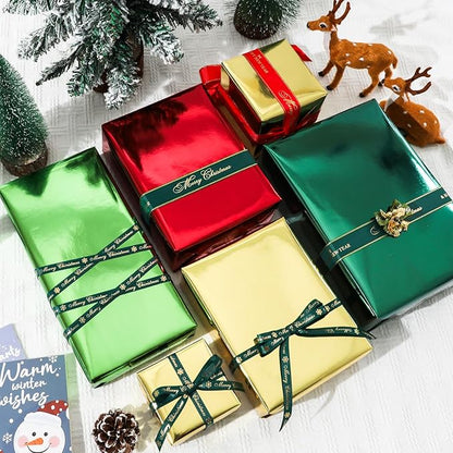 NESCCI Golden Metallic Wrapping Paper, Solid Color Paper,Gift Wrapping Paper,Perfect for Wedding,Valentine's Day,Birthday, Christmas,Baby Shower,DIY Bouquet (17.5 Inches X 32.8 Feet)
