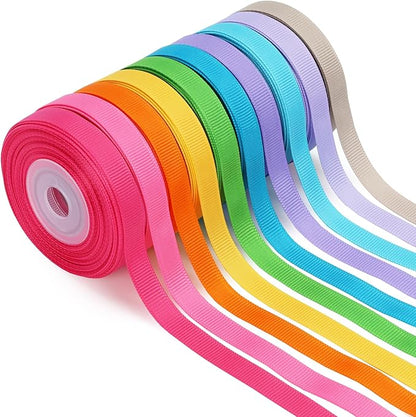 LaRibbons 3/8 Inch 100 Yards Grosgrain Ribbon Set 10 Yd/Roll 10 Rolls Spring Easter Craft Ribbon for Gift Wrapping Floral Bouquets Wedding Party Decoration