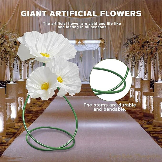 Giant Flowers for Home Decoration - 3 Pack Large Flower Panels for Backdrop Artificial Flowers Wall Table Decor, Flower Birthday Party Decorations for Wedding/Nursery Wall/Baby Bridal Shower (White)