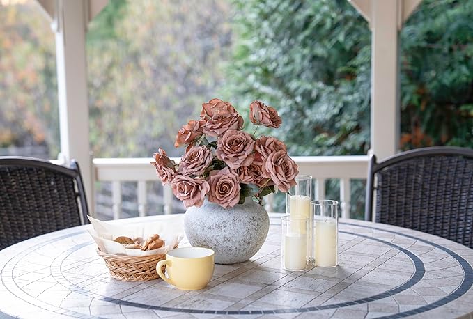 Hand Glazed Rustic White Two-Ear Ceramic Vase, Textured Pottery Vase with Two Ears for Centerpieces, Kitchen, Living Room, Bedroom Decor Gifts (Rustic White, Short)