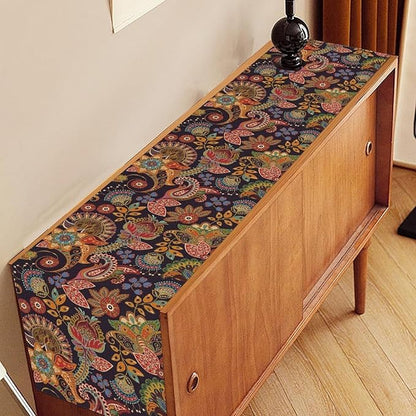 Paisley Table Runner, Rustic Vintage Farmhouse Abstract Boho Floral Leaf Print Table Decor for Home Kitchen Dining Patio Holiday Party Indoor Outdoor Table Decorations 13x72 inch
